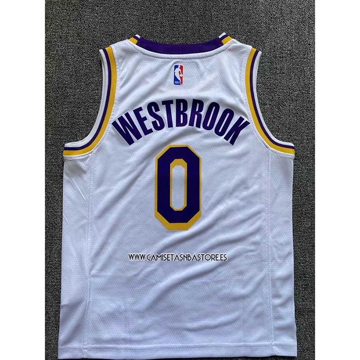 Russell Westbrook NO 0 Camiseta Nino Los Angeles Lakers Association 2022-23 Blanco